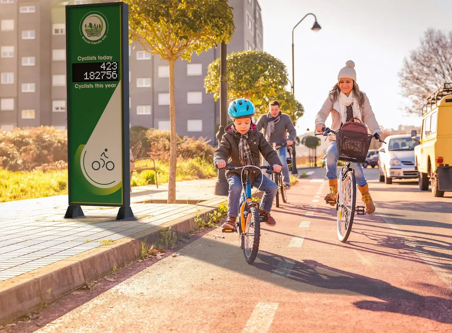 O ecrã de contagem de ciclos de luz Eco-DISPLAY é o seu aliado de comunicação na cidade.
